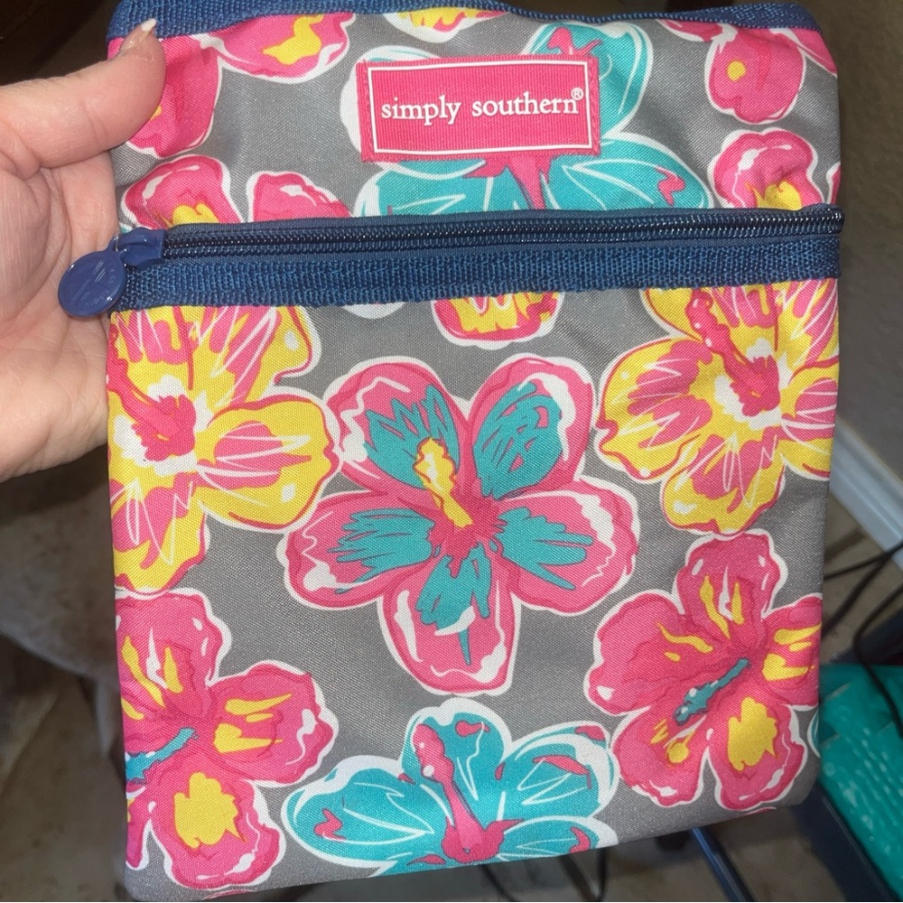 Simply Southern Floral Crossbody Bag - Pink, Yellow, Blue, Gray
